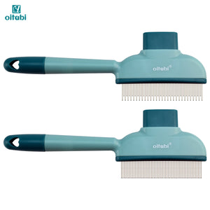 Oitabi 1/2PCS Flea Comb for Dogs Brush for Shedding Pet Hair Removal Comb with Long & Short Stainless Steel Teeth for Deshedding