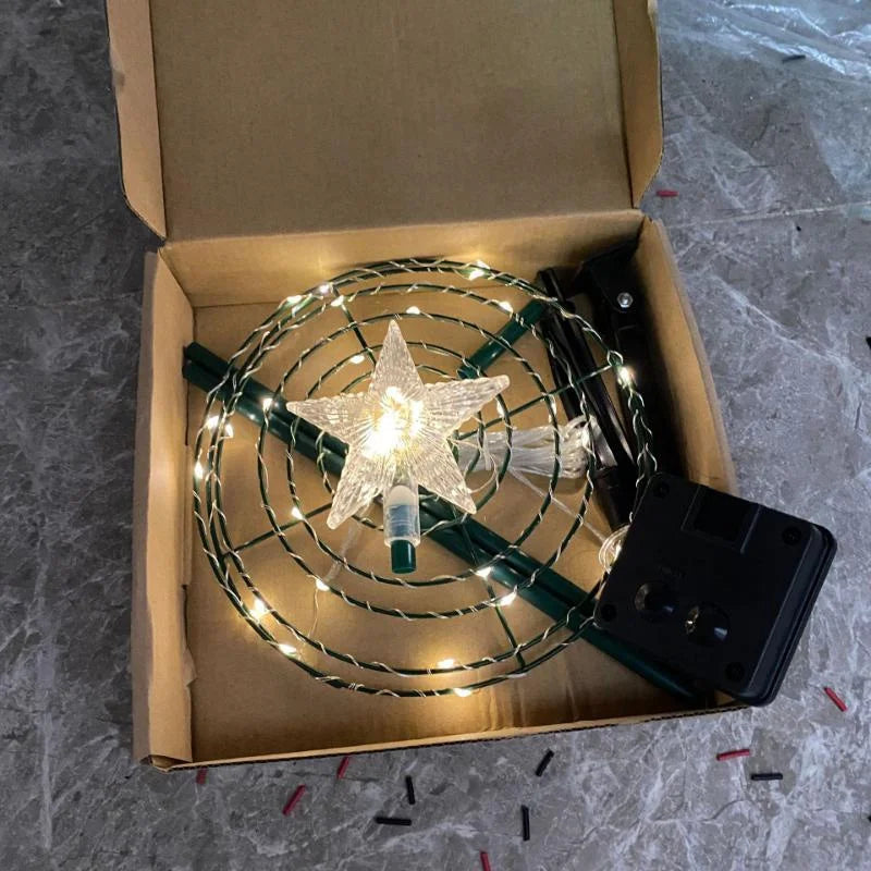 Solar Outdoor Garden Christmas Tree Light DIY Wrought Iron Waterproof Festive Atmosphere Light for Patio Lawn