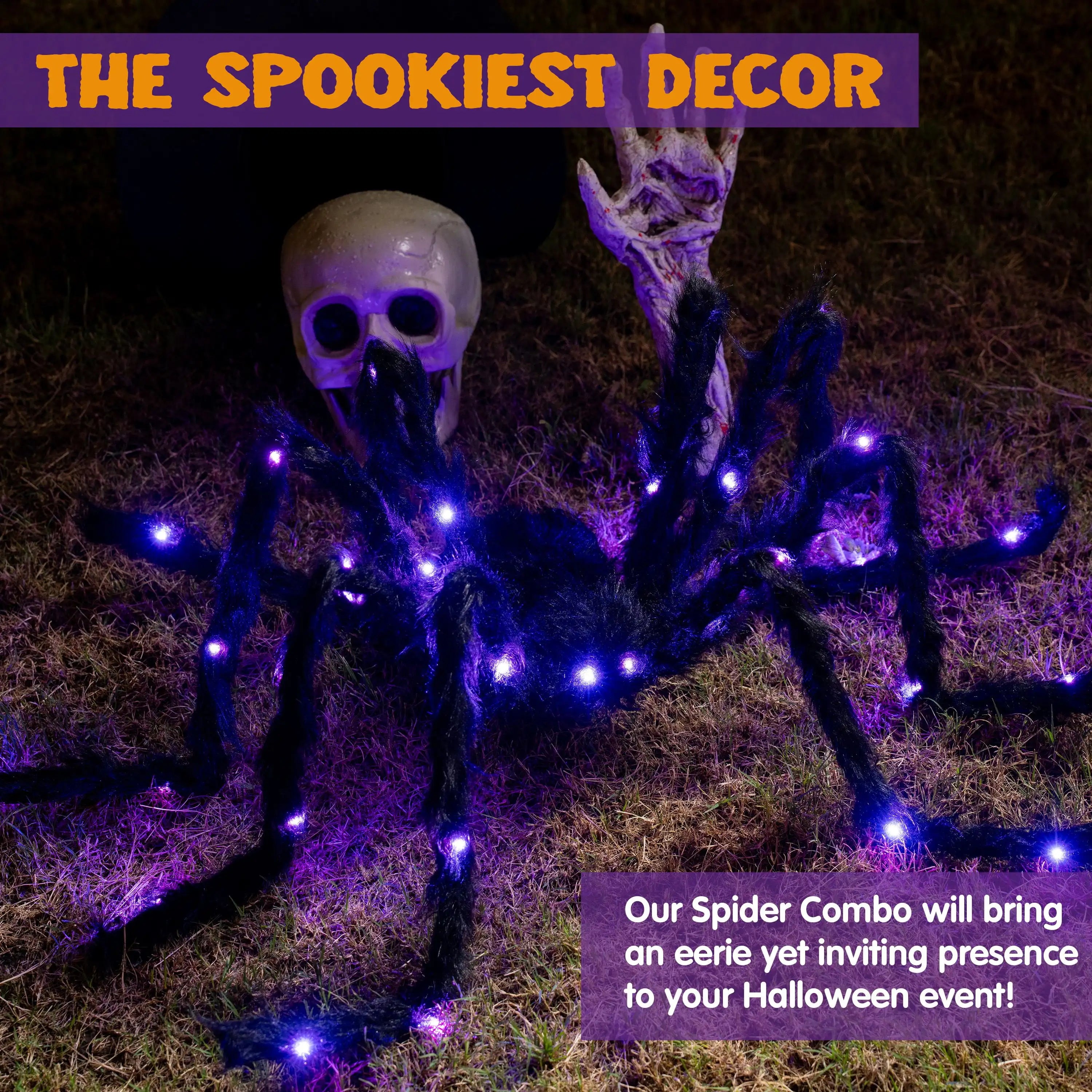 Joyfy 5 ft Light Up Giant Spider Halloween Decorations Scary Spider Halloween Outdoor Party Decorations Props Halloween Yard