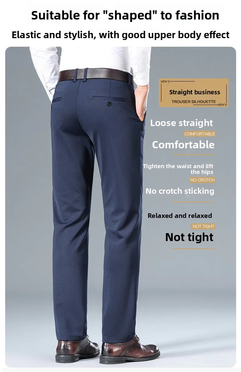Top Quality New Brand Casual Fashion Long Pants Business Hight Stretch Straight Comfortable Korean Trousers Men Clothing