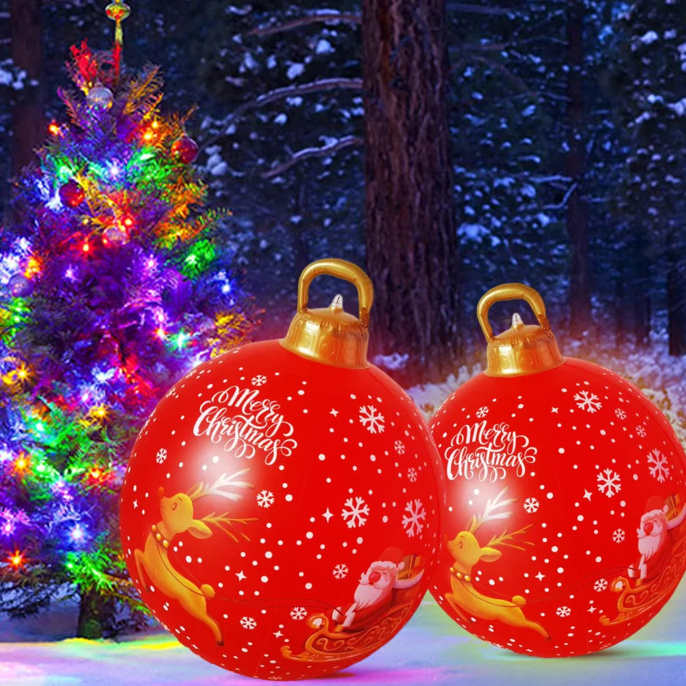 60cm Outdoor Christmas Inflatable Decorated Ball PVC Giant Big Large Balls Party Xmas Tree Decorations Toy Ball Without Light