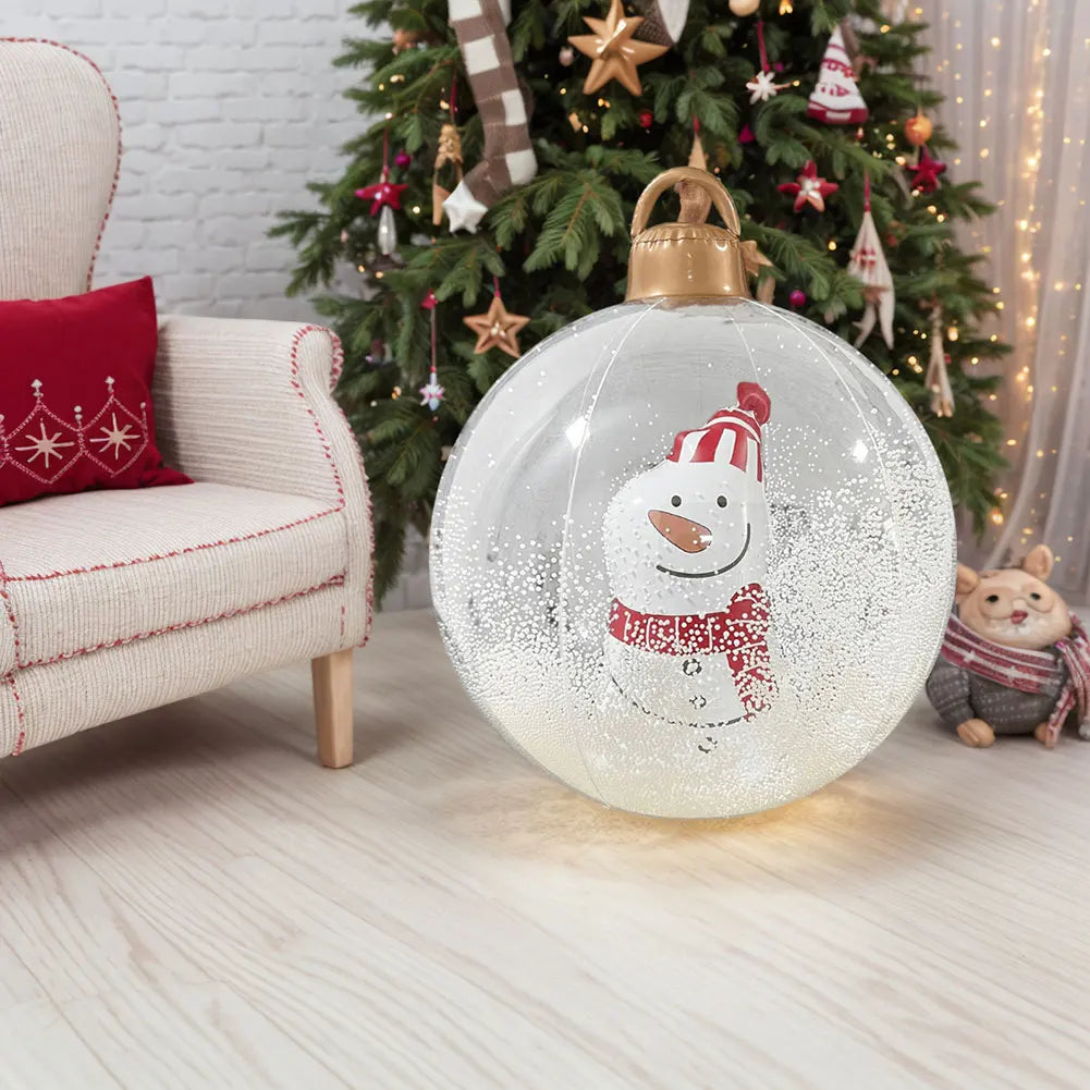 60cm Giant Inflatable Christmas Balls Light Up PVC Big Balls Xmas Tree Decorations Outdoor Holiday Yard Lawn Christmas Balloon
