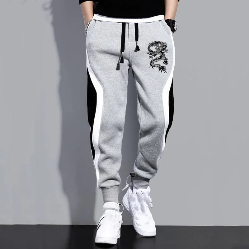 New Men Casual Drawstring dragon print Pants Jogger Pants Sweatpants Running Pants Sweatpants for Men - You Offer
