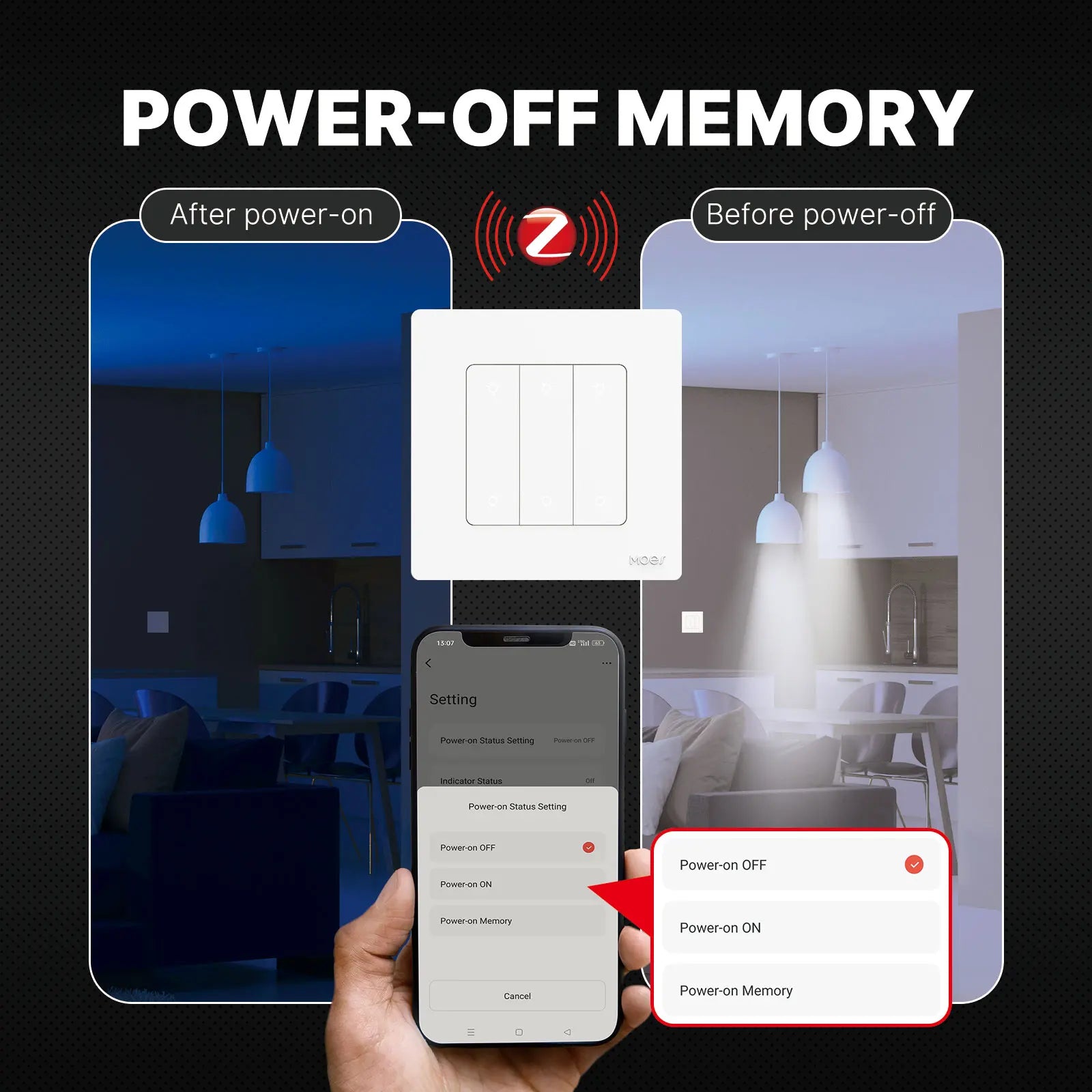 MOES Star Ring Series ZigBee Smart Dimmer Switch for Light Dimming Smart Life APP Work with Alexa Google Home Dimmable 1-3Gang - You Offer