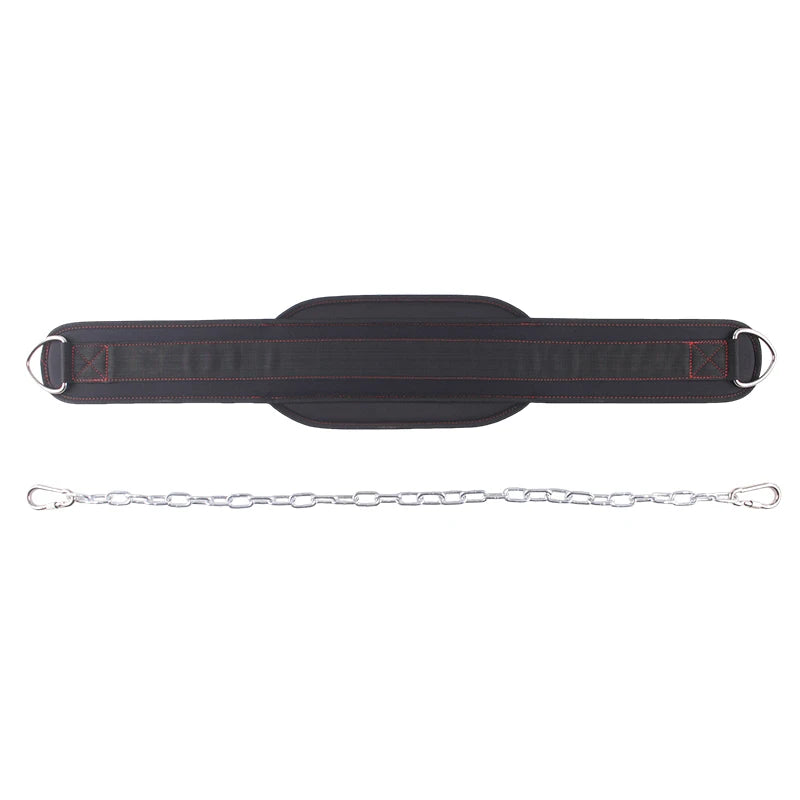 Black thick dip belt for weightlifting training,Pull Ups belt with chain,Powerlifting and Bodybuilding Workouts Waist protection