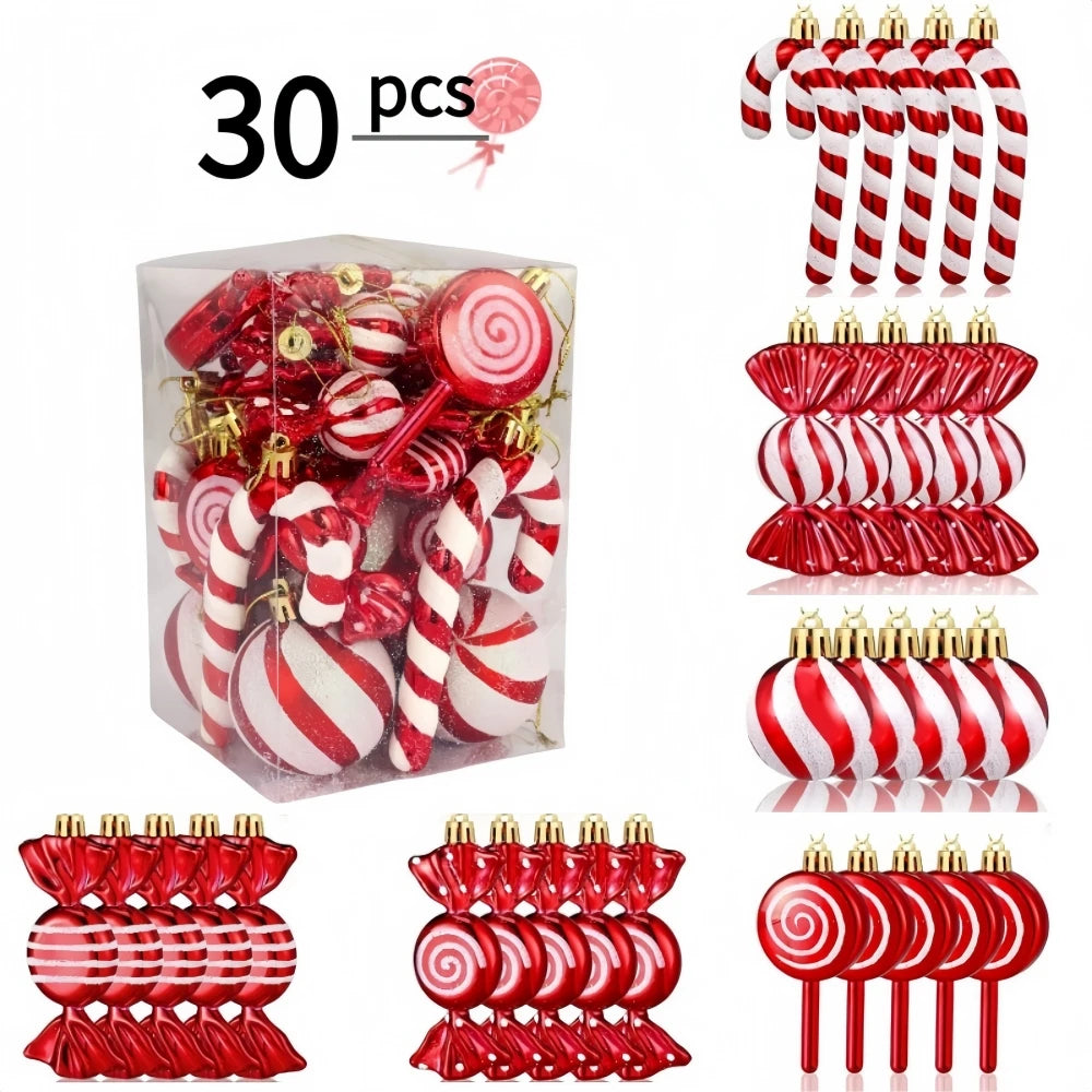 1 Set of 30Pcs 6-10cm Candy Lollipop Christmas Tree Ornaments, Christmas New Year Wedding School Family Party Gift Decoration