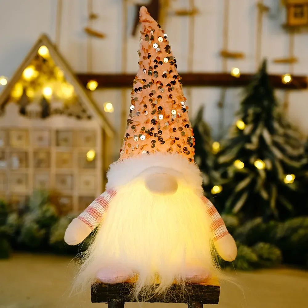 Christmas Decorations, Long Beard, Plush Hat, Light, Gift Holder, Walking Stick, Rudolph Doll, Window Display Item Navidad