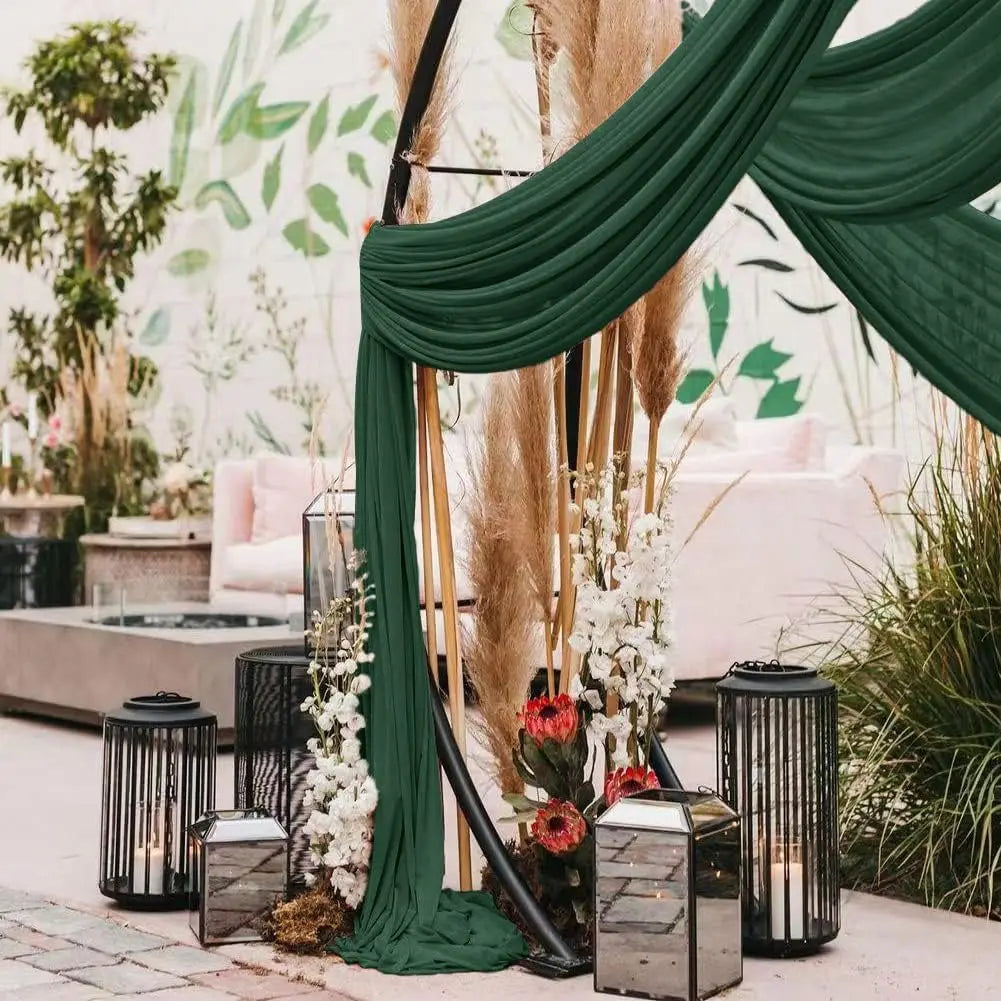 Dark Green Chiffon Wedding Arch Draping Fabric Sheer Curtains Drapery Ceremony Reception Backdrop Curtain Party Swag Christmas