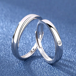 2Pcs 925 Sterling Silver Couples Ring Sets Light Polishing Simple Ring for Woman Man Classic Wedding Fine Jewelry Circle - You Offer