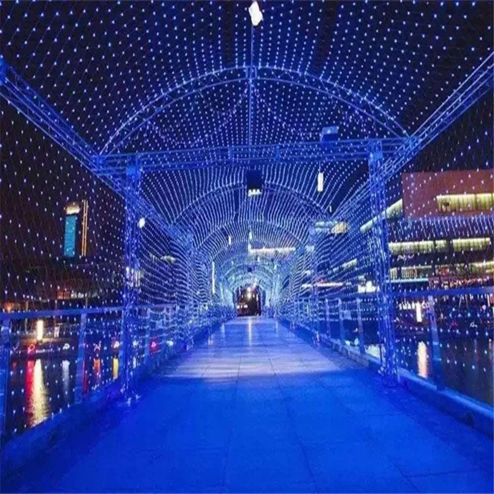 Christmas Net Mesh String Light Outdoor LED Garden Holiday Party Wedding Fairy Light Garland Tree Bushes Fence Wall Decor
