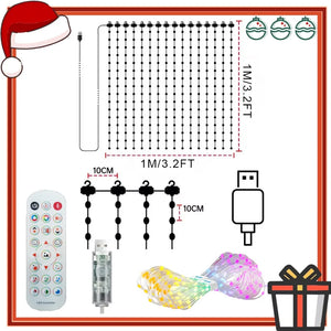 Smart Curtain Lights Window LED Fairy Lights APP Control DIY Pattern Music Sync Waterproof Outdoor Garden Wedding Holiday Decor