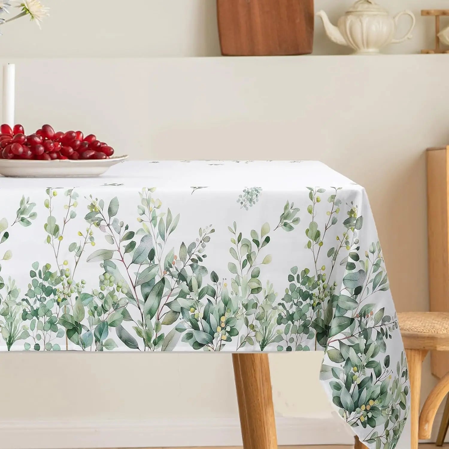 Christmas Poinsettia Waterproof Tablecloth New Year Party Decor Washable Rectangle Tablecloth Wedding Table Navidad Decorations