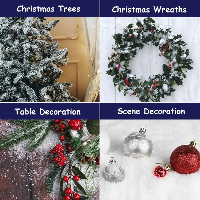 Artificial Fake Snow Christmas Snow Powder Winter Snowflake Decor for DIY Crafts Village Displays Holiday Xmas Party Favors