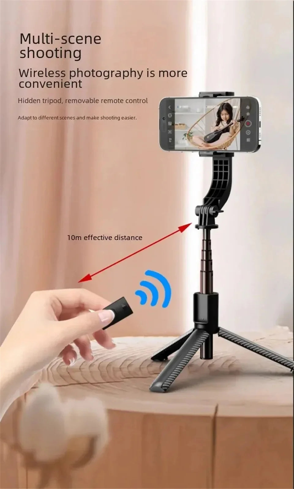 Roreta Telescopic Selfie Stick Tripod Monopod Stand Mobile Phone Support Wireless Gimbal Stabilizer For iOS Android Holder