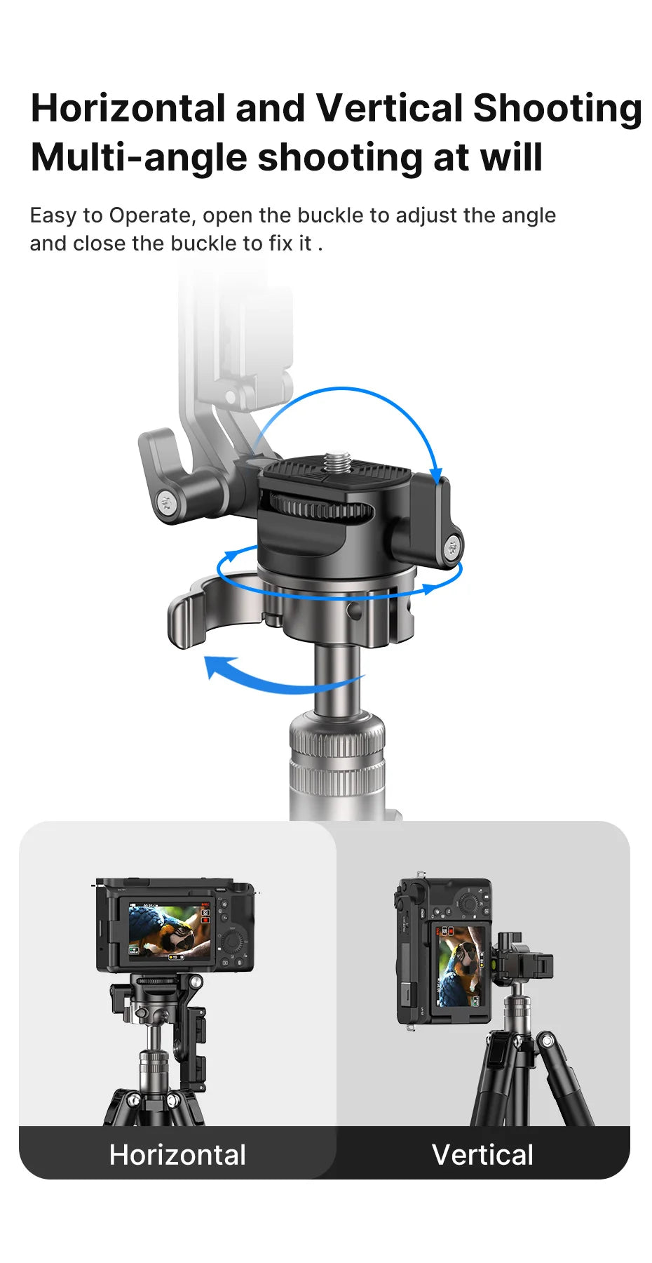 Ulanzi MT-63 26CM Portable Mini Tripod with 360° Panoramic Head Horizontal and Vertical Shooting for Smartphones Cameras
