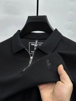 High end brand embroidered men's short sleeve half zip polo shirt short sleeve summer breathable business casual Paul T-shirt