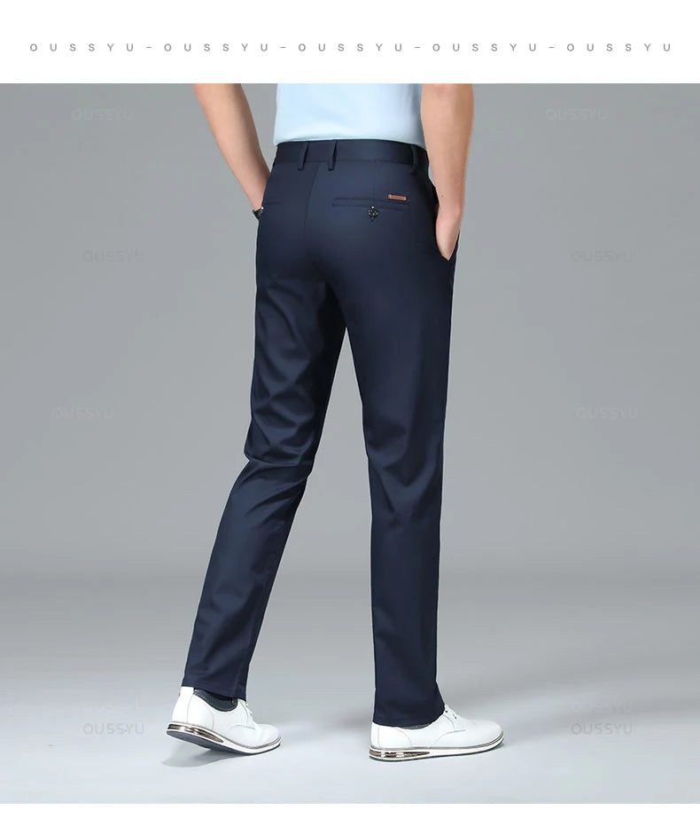 Spring Summer High Quality Luxury Straight Business Suit Pants Men Bamboo Fiber Designer Elegant Casual Long Formal Trouser Male - You Offer