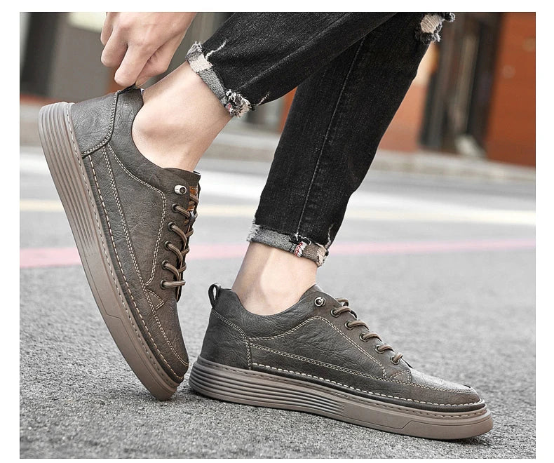 Fashion Handmade Brand Men Casual Shoes Genuine Leather Men Flats Soft Oxford Shoes Luxury Quality Outdoor Shoes Men Sneakers