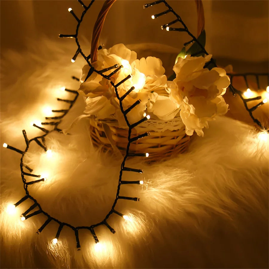 30M 1500LED Christmas Garland String Lights Outdoor 8 Modes Firecrackers Fairy Lights for Garden Party Wedding New Year Decor
