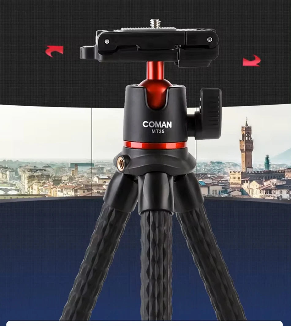 COMAN MT-35 Flexible Camera Tripod Hidden Phone Tripod Mount With Cold Shoe Smartphone DSLR Tripod For iPhone 15 Pro Max Samsung