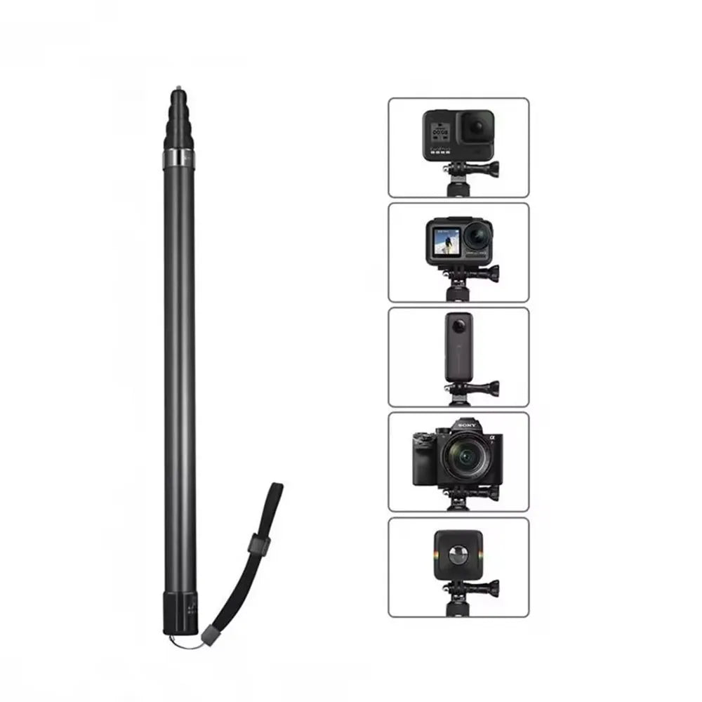3m Carbon Selfie Stick Action Camera Scalable Long Invisible Selfie Stick With 1/4 Universal Interface For Insta360 X5 DJI Gopro