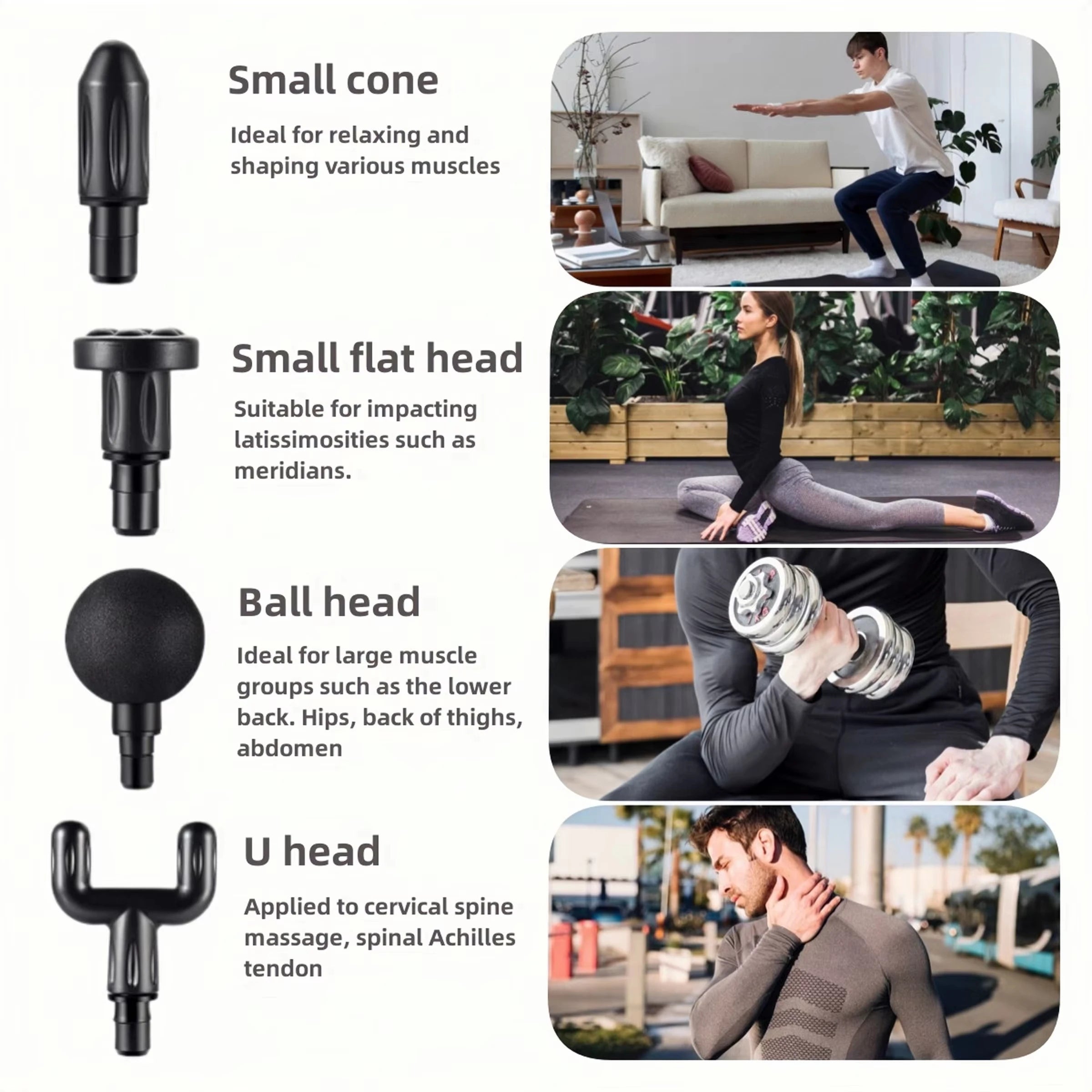 Portable Fascia Massage Gun Deep Tissue Massager Body Muscle Relaxation with LED Touch Screen 4 Replaceable Massage Heads - You Offer