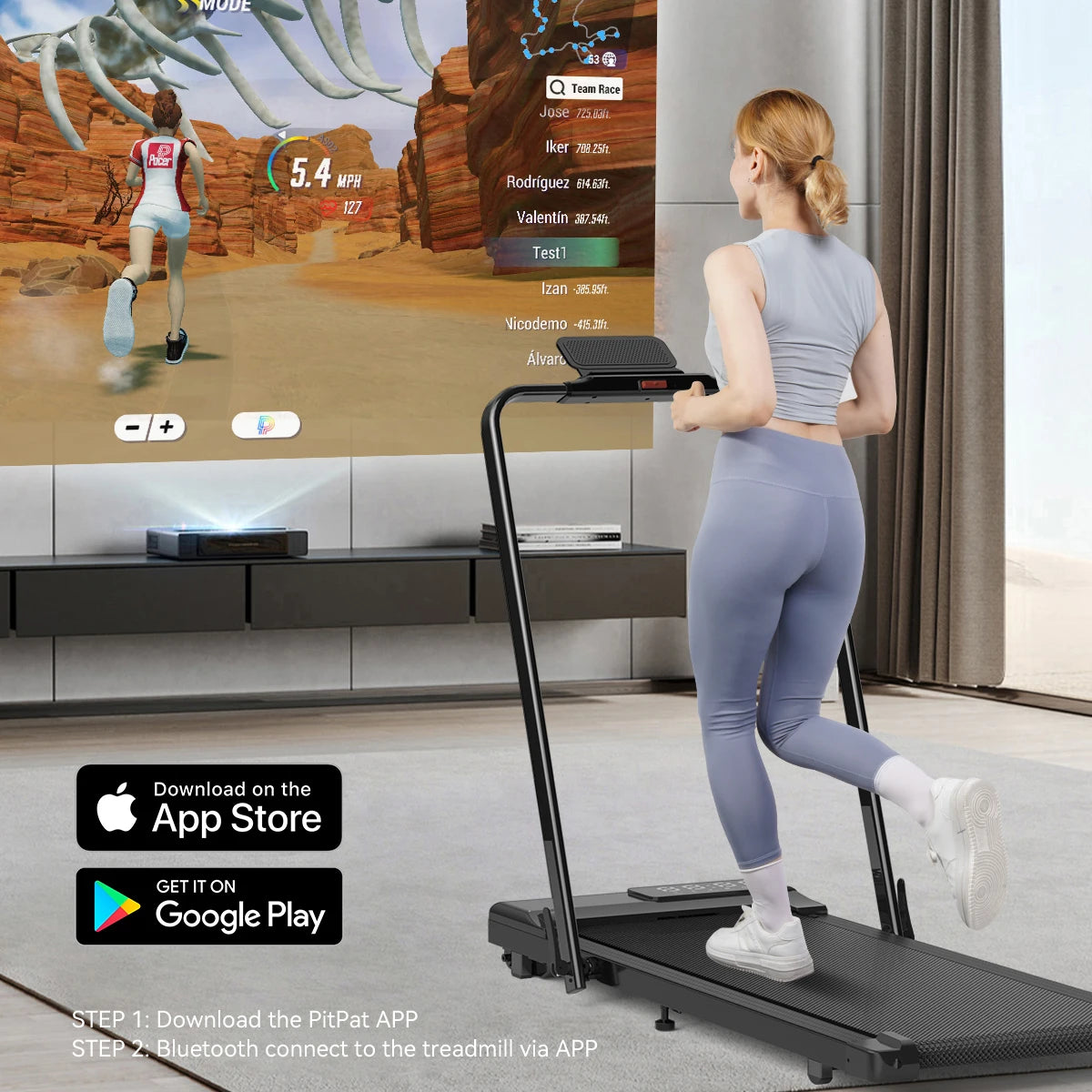 3in1 Treadmill Exercise Machine LED Touch Screen with Remote Control Foldable Walkingpad Portable Under Desktreadmills for Home