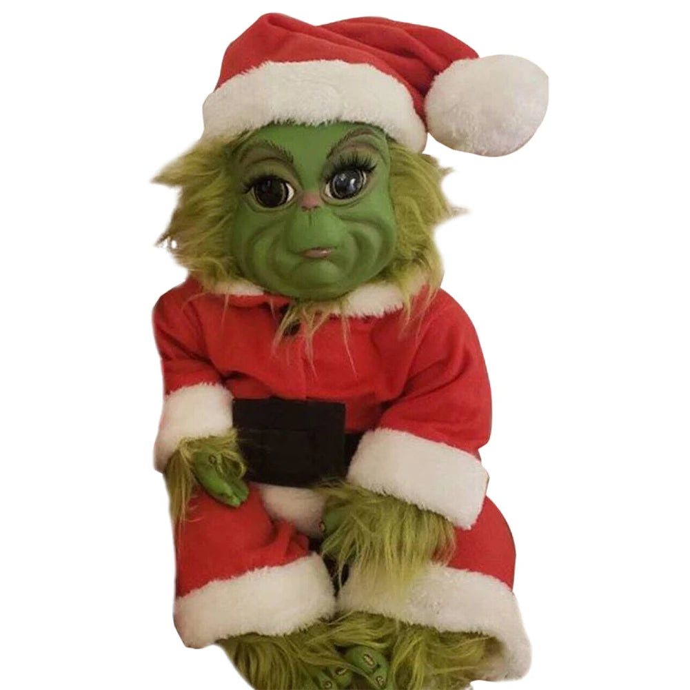 Christmas Baby Doll Soft for Grinch Doll Christmas Plush Doll Green Monster Doll Green Hair Monster Plush Toy Xmas Kids Gifts