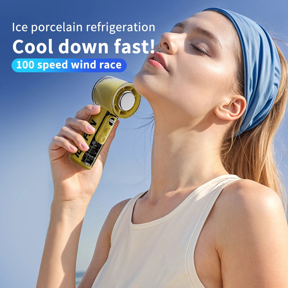 2025 New Mini Semiconductor Refrigeration Handheld Fan USB Portable 3000mAh Cooling High-speed Ice Pack Handheld Electric Fan
