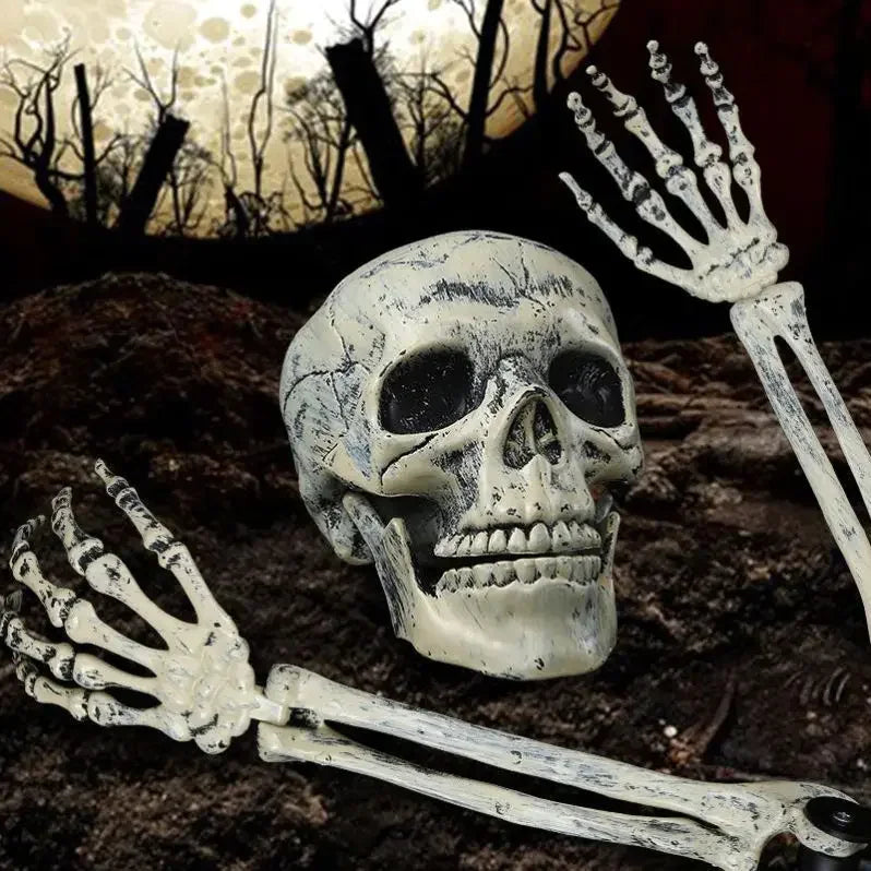 Halloween decor Skeleton Stakes Halloween Realistic Skull Skeleton Head Human Hand Arms for Halloween Party Home Garden Lawn