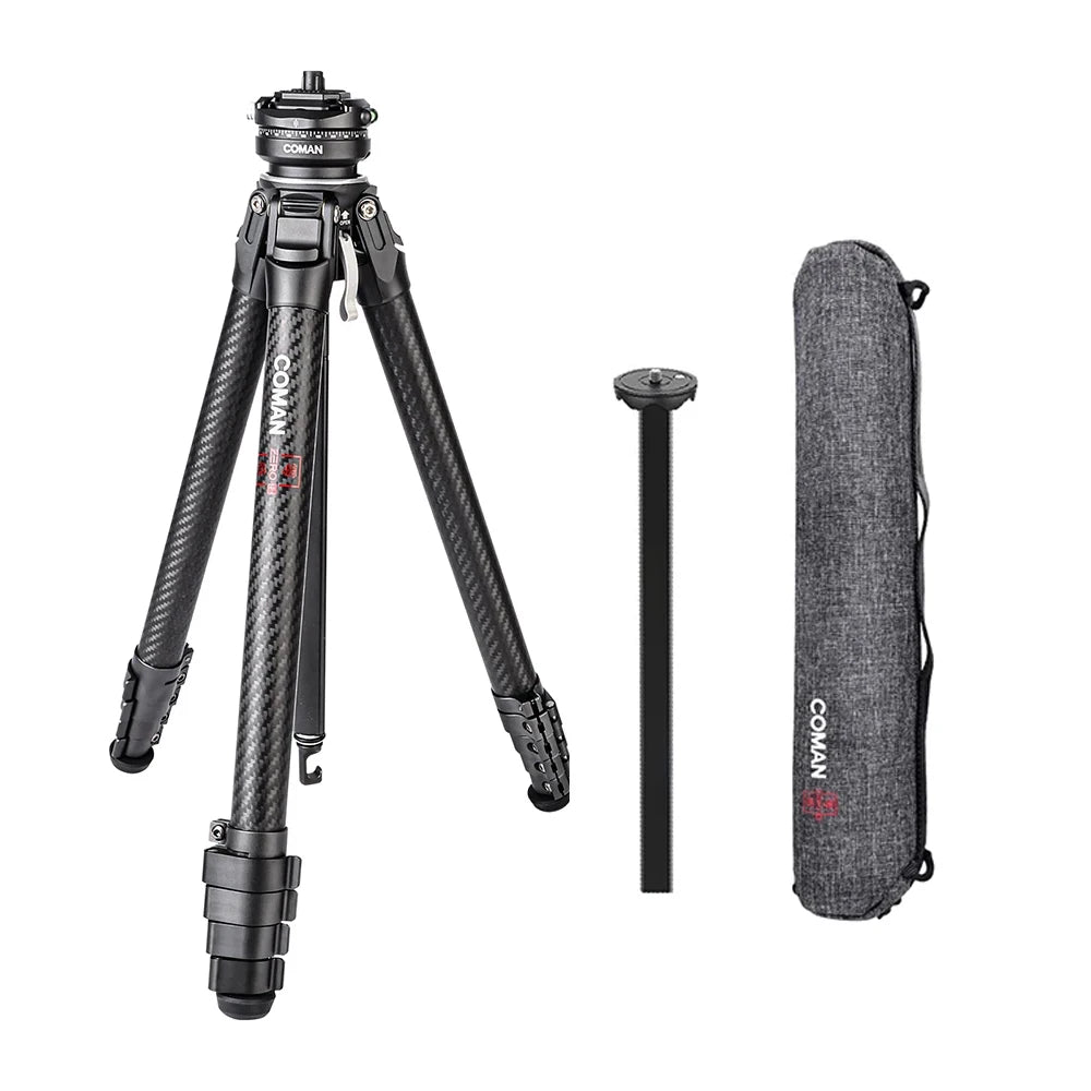 COMAN Zero Series F38 Y V Full Carbon Fiber Tripod Lightweight Travel Stand With Quick Release Plate For DSLR Camera Phone Mount