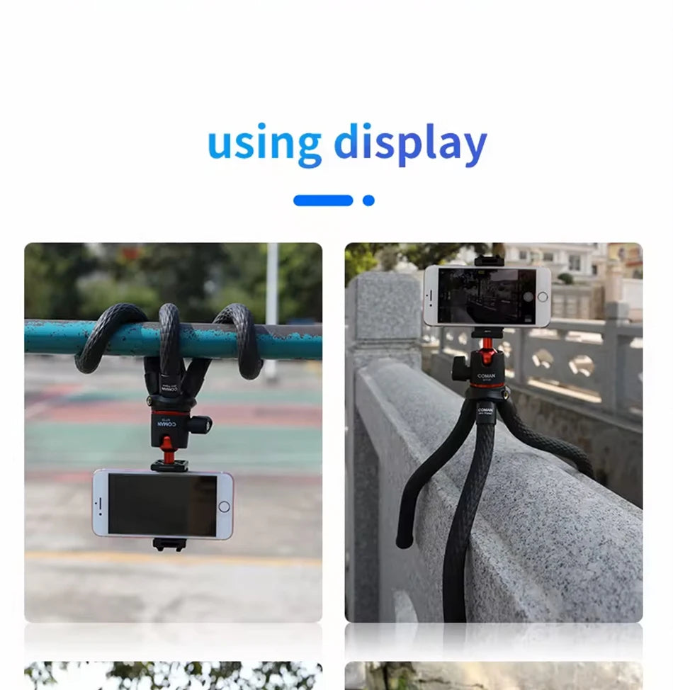 COMAN MT-35 Flexible Camera Tripod Hidden Phone Tripod Mount With Cold Shoe Smartphone DSLR Tripod For iPhone 15 Pro Max Samsung