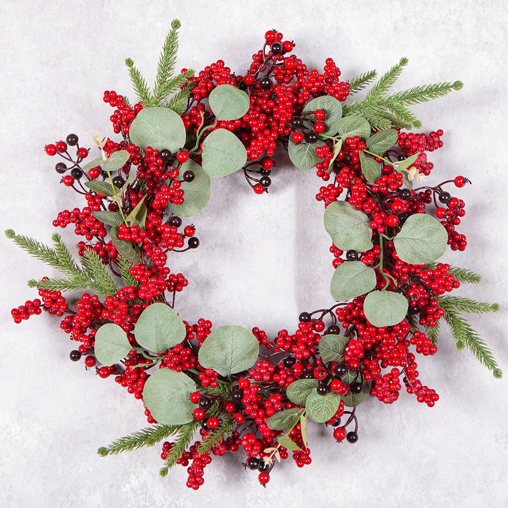 SRETNO Christmas Wreath Artificial Plants Red Fruit Flower Wreath Home Decorations Ornaments Christmas Supplies 2025 New Garland