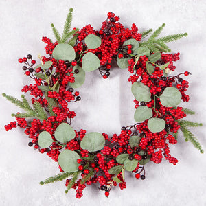SRETNO Christmas Wreath Artificial Plants Red Fruit Flower Wreath Home Decorations Ornaments Christmas Supplies 2025 New Garland