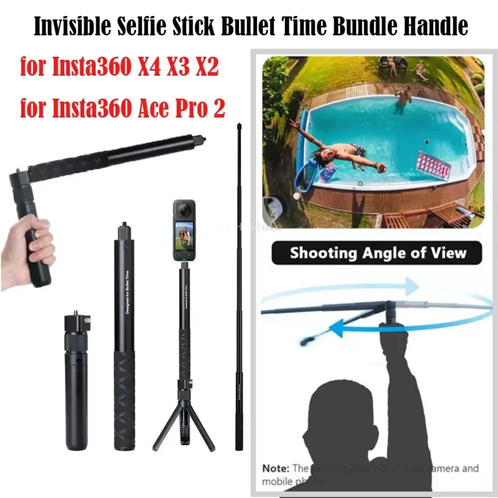 For Insta360 X5 X4 Invisible Selfie Stick Bullet Time Bundle Handle for Insta360 X4 Ace Pro 2 GoPro Panoramic Camera Accessories