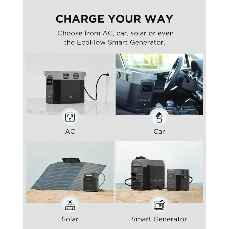 Portable Power Station DELTA2 with Smart Extra Battery, Expand Capacity from 1024Wh to 2048Wh, Solar Generator for Home Backup