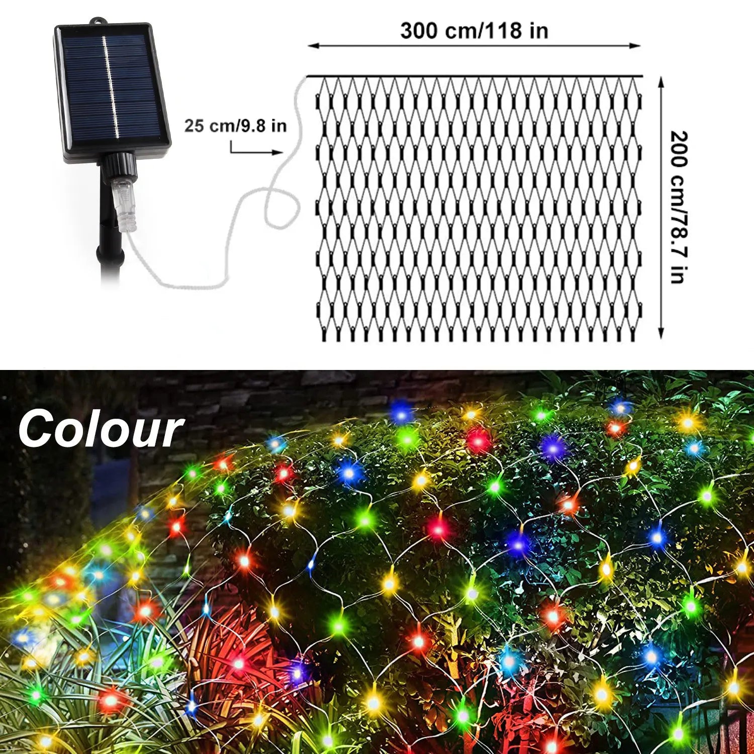 9.8*6.6Ft Solar Lights Net Waterproof 8 Lighting ModesOutside Garden Twinkle Lights For Patio Wall Roof Balcony Christmas Decor