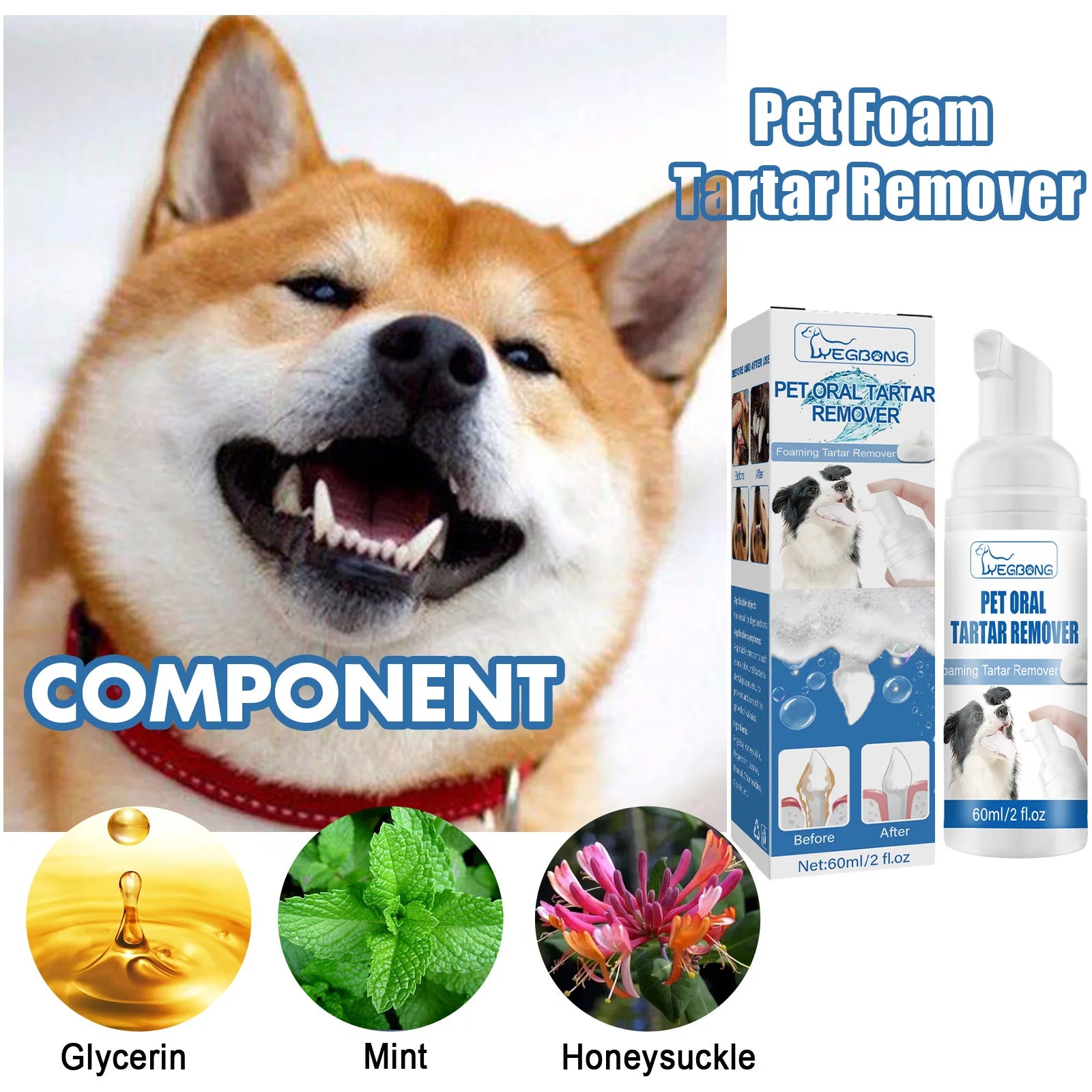 Pet Tartar Remover, Dog Calculus, Yellow Teeth, Bad Breath, Teeth Cleaning, Pet Oral Foam Cleaner