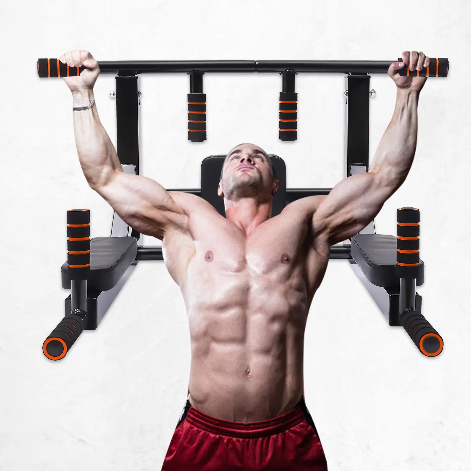 Wall Mounted Pull Up Bar Chin Up bar Multifunctional Dip Station for Indoor Gym Workout Training Equipment Fitness Dip Stand - You Offer