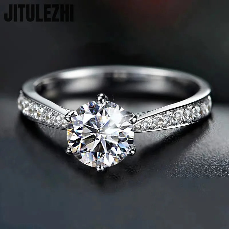 Hot Luxury Crystal 925 Sterling Silver Diamond Ring For Woman Beautiful Moissanite Ring Fashion Noble Wedding Party Jewelry - You Offer