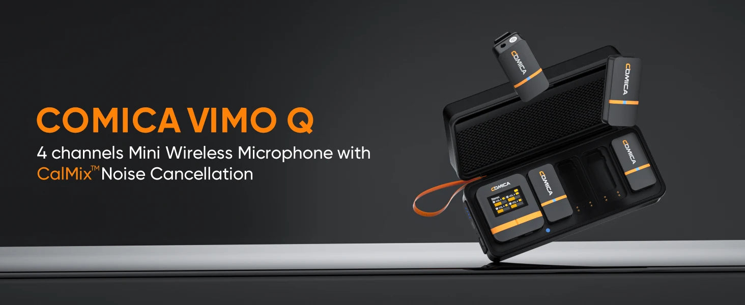 COMICA Vimo Q Four-channel Mini Wireless Microphone Wireless Lavalier Microphone With Charging Case for Camera Smartphone PC