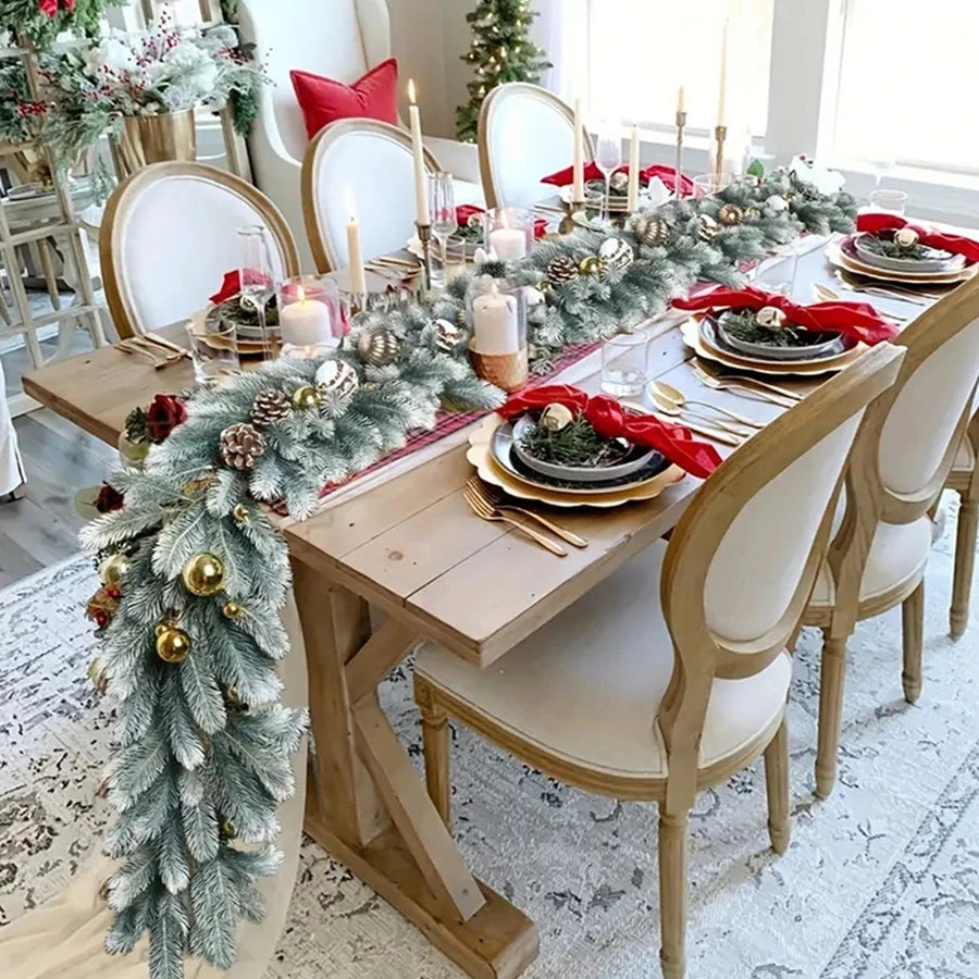 180Cm Artificial Green Plants Christmas Tree Garland Wreath Home Party Decoration Table Yard Pine Tree Rattan Hanging Ornament