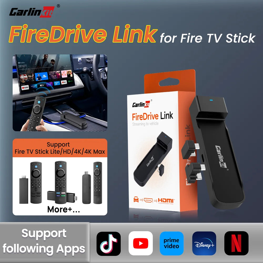 CarlinKit Firedrive Link Wired Carplay to HDMI for Fire Tv Stick Fire Tv Stick Lite HD 4K 4K Max Youtube Netflix Prime Video - You Offer