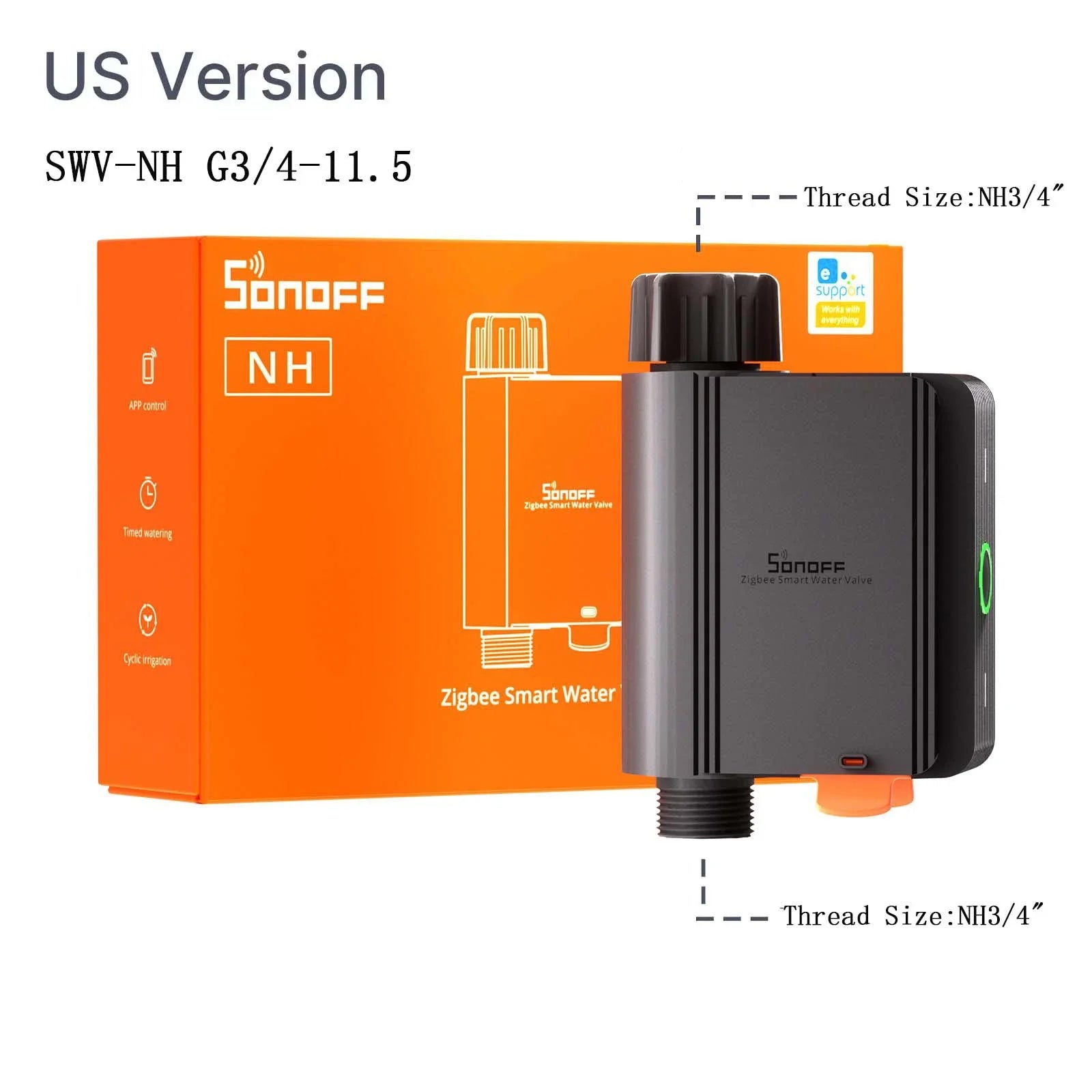 SONOFF SWV Zigbee 3.0 Smart Water Valve IP55  Irrigation System Setting Controller Home Automate Compatible with Alexa Google