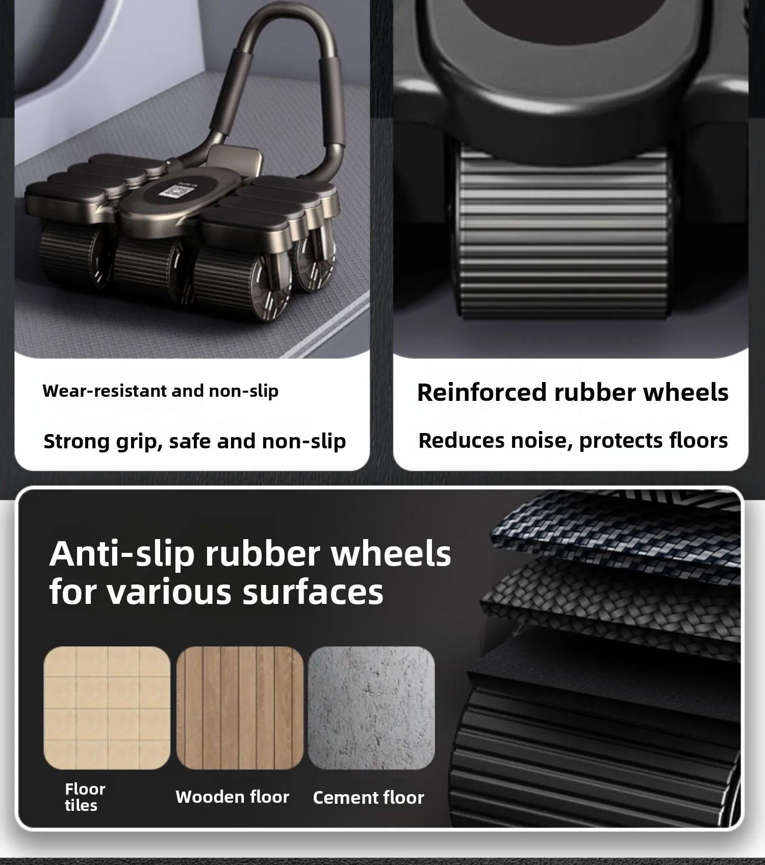 Upaded Six-Wheel Eight-Knee Pu-Up Rebound Abdominal Wheel Fitn Equipment for Men And Women Home Exercise Abdominal Mus...