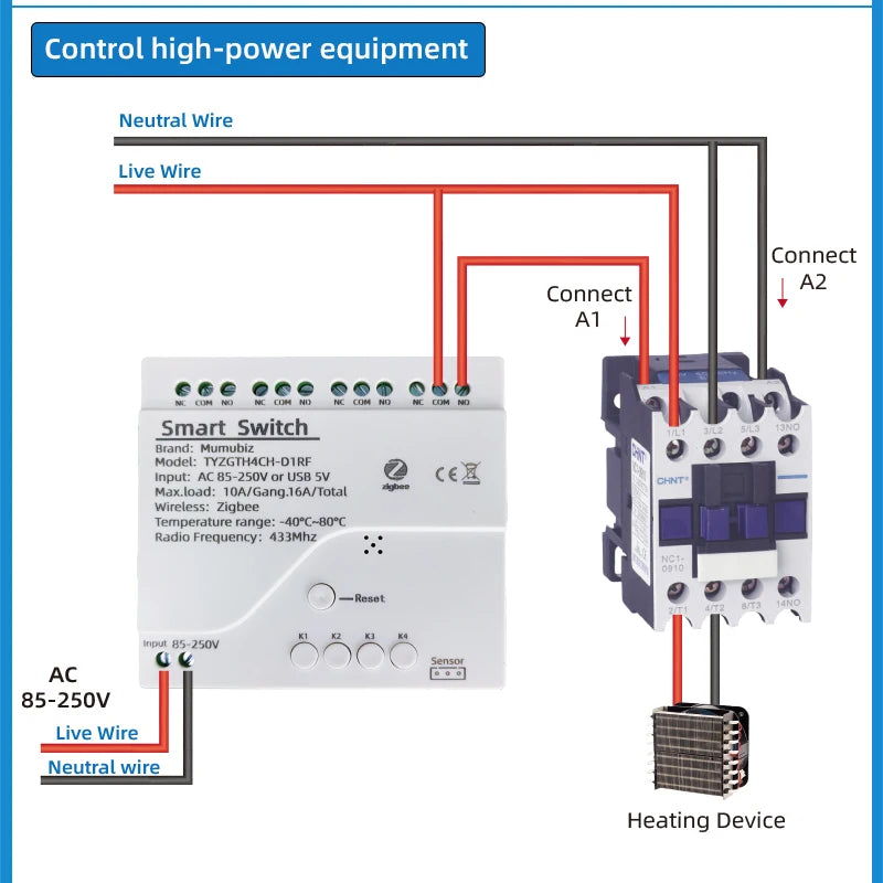 Tuya Smart TH10 Zigbee 4 Channel Switch with Temperature and Humidity Sensor Passive Dry Contact Zigbee Relay Work with Alexa
