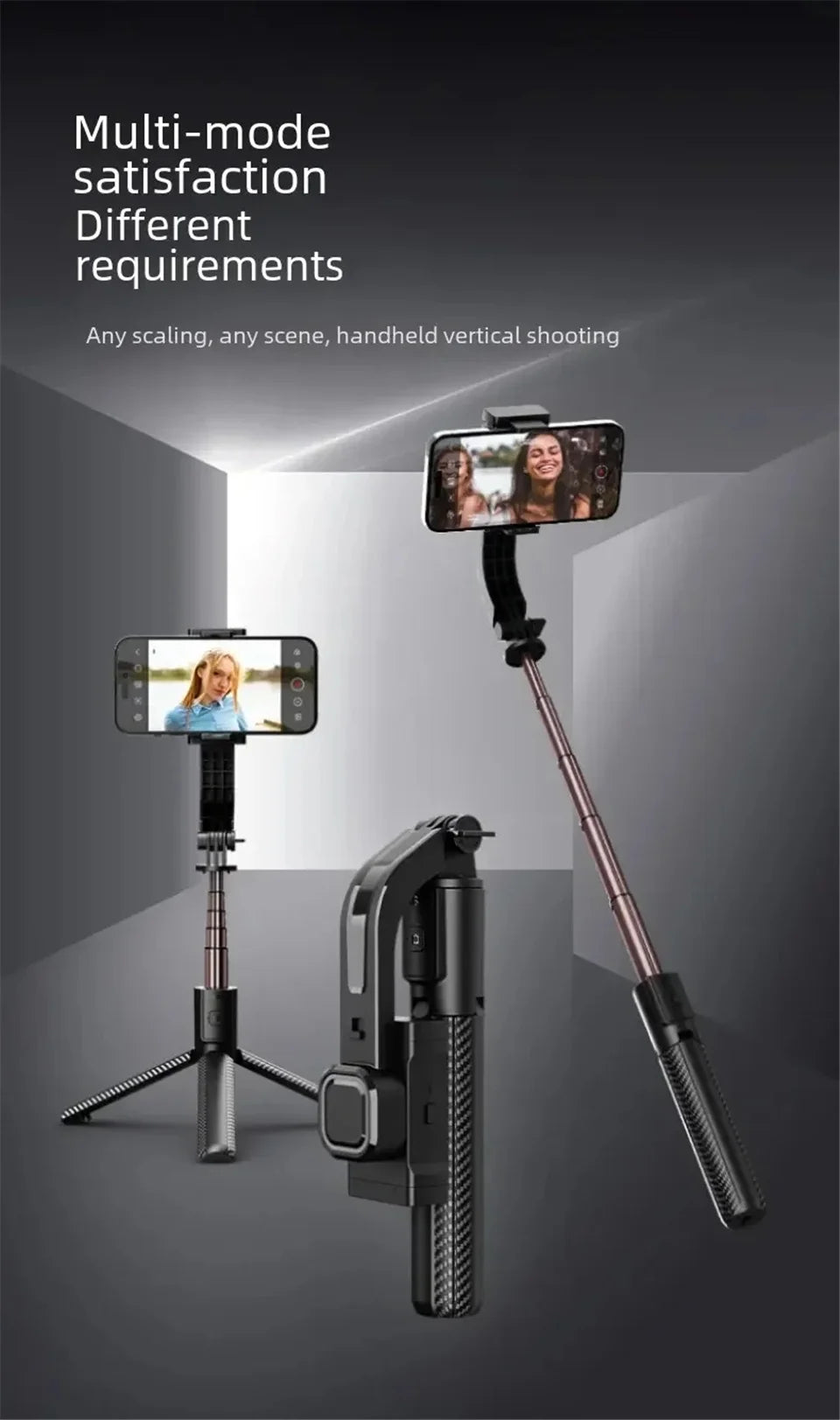 Roreta Telescopic Selfie Stick Tripod Monopod Stand Mobile Phone Support Wireless Gimbal Stabilizer For iOS Android Holder