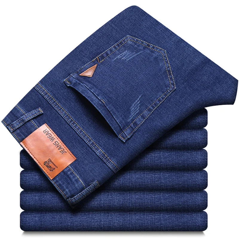 2026 NEW Men's Fashion Business Jeans Classic Style Casual Stretch Slim Jean Pants Male Brand Denim Trousers Black Blue - You Offer