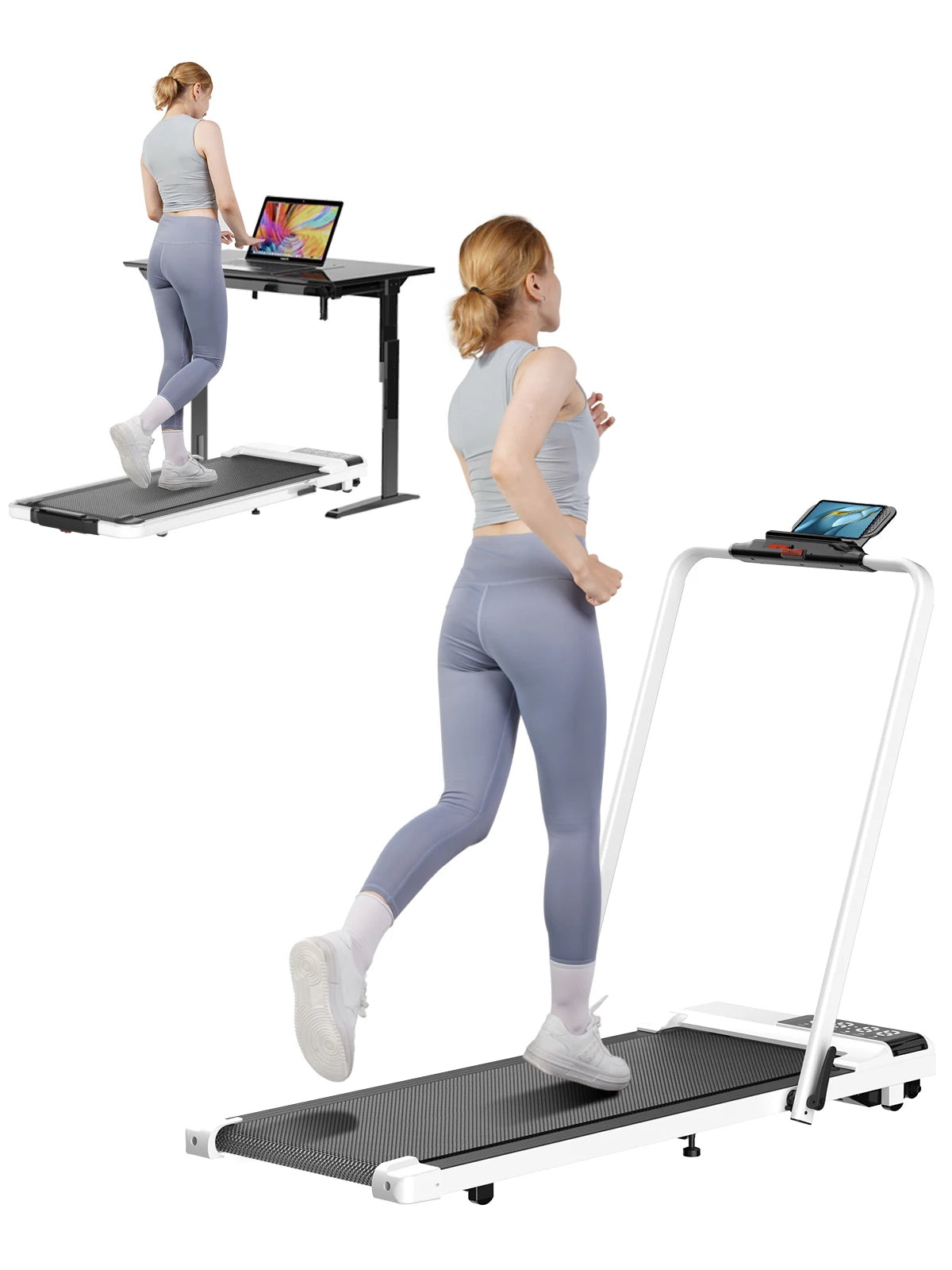 3in1 Treadmill Exercise Machine LED Touch Screen with Remote Control Foldable Walkingpad Portable Under Desktreadmills for Home