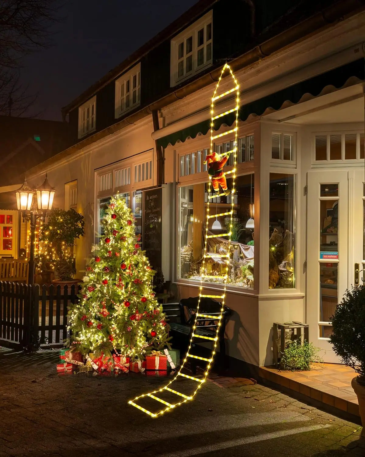 LED Christmas Decorations Fairy lamp Santa Claus Climbing Ladder Light USB Plug 8 Modes for Home Holiday Wall Window Xmas Decor